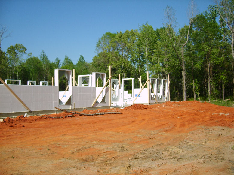 Partially completed ICF walls